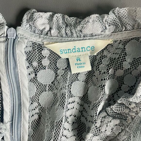 Sundance Ellery Lace Flare Sleeve Midi Dress Dusty Blue Sheer Prairie Size PL - Picture 7 of 13